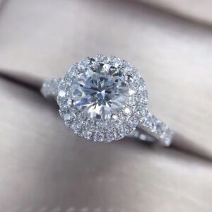 Sterling Silver Diamond Cubic Zirconia Round Ring